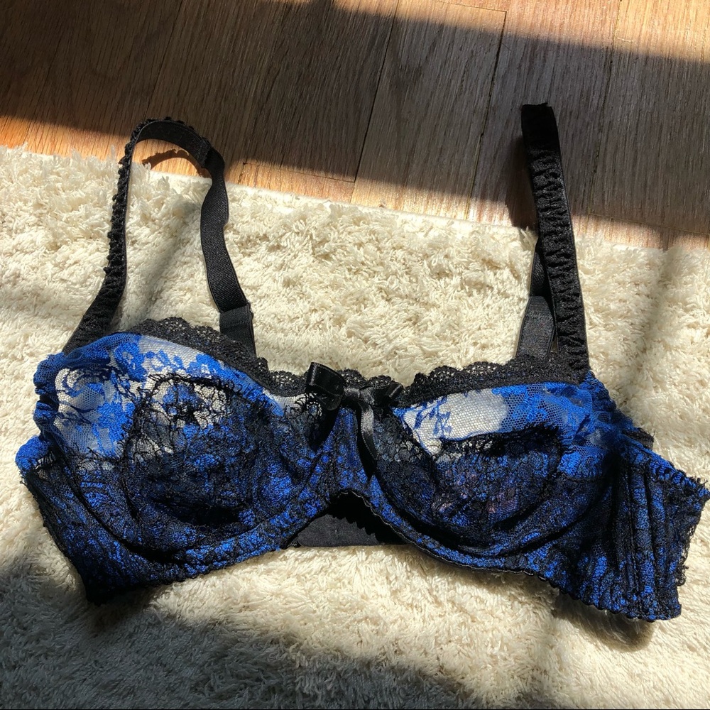 Agent Provocateur Blue Black Lace Bra 32B